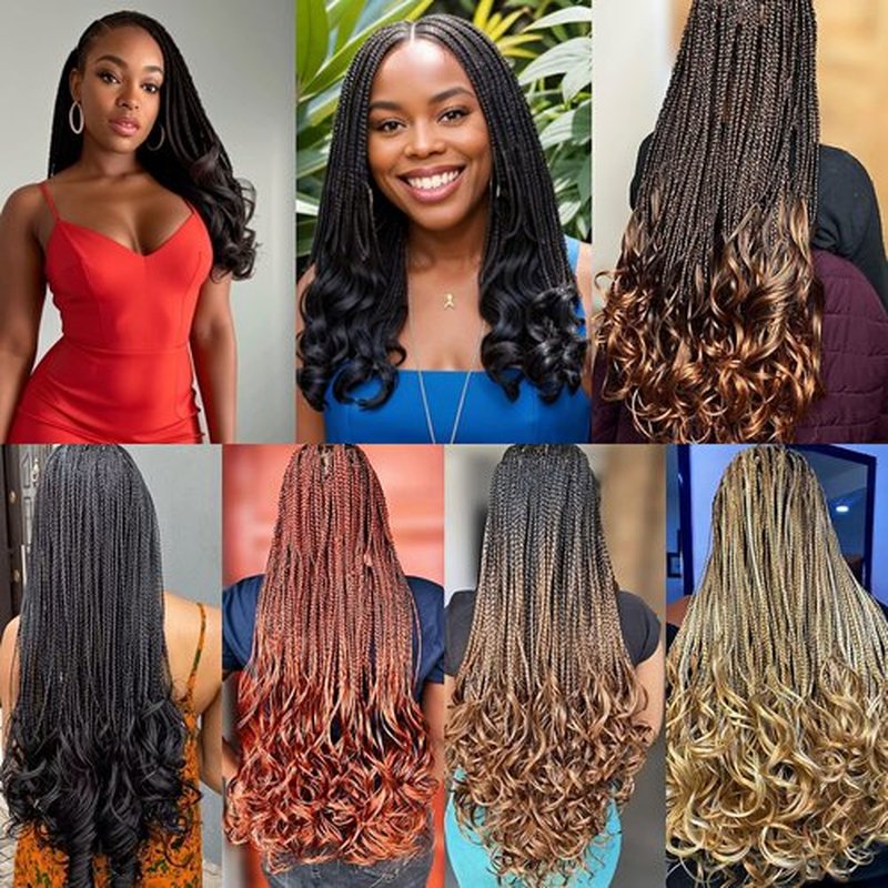 French Curl Braiding Hair 8 Inch French Curl Crochet Braids with Curly Ends Short Crochet Hair for Women Kids French Curly Braiding Hair Box Braids Crochet Hair Pre Looped French Curl Braids (1B)