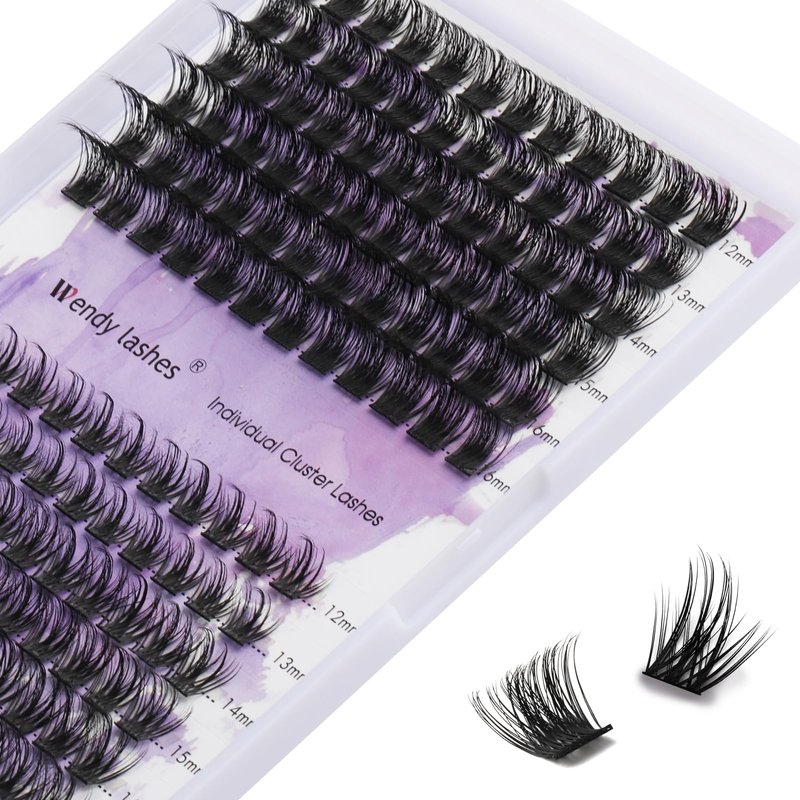WENDY Lashes Clusters D Curl Lash Clusters DIY Eyelash Clusters 2 Styles 12-16mm Cluster Lashes Black Cluster Eyelash Extensions Wispy Individual Lashes At Home(Gorgeous/Bright-0.07D,12-16mm Mixed)