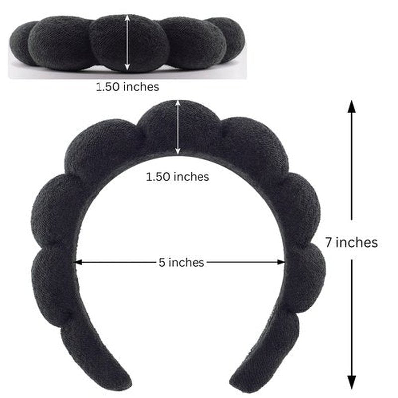 2 ORCHIDS Terry Cloth Skincare Headband for Washing Face - Makeup Headband for Women, Spa Hairband, Bubble Band, Face Wash Accessory, Getting Ready for Skincare Routine (Black)