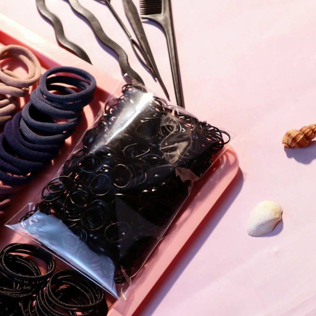 YANRONG Hair Accessories Set: 755PCS Seamless Ponytail Holders, Variety Scrunchies, Bands and Ties for Thick and Curly Hair (Dark)
