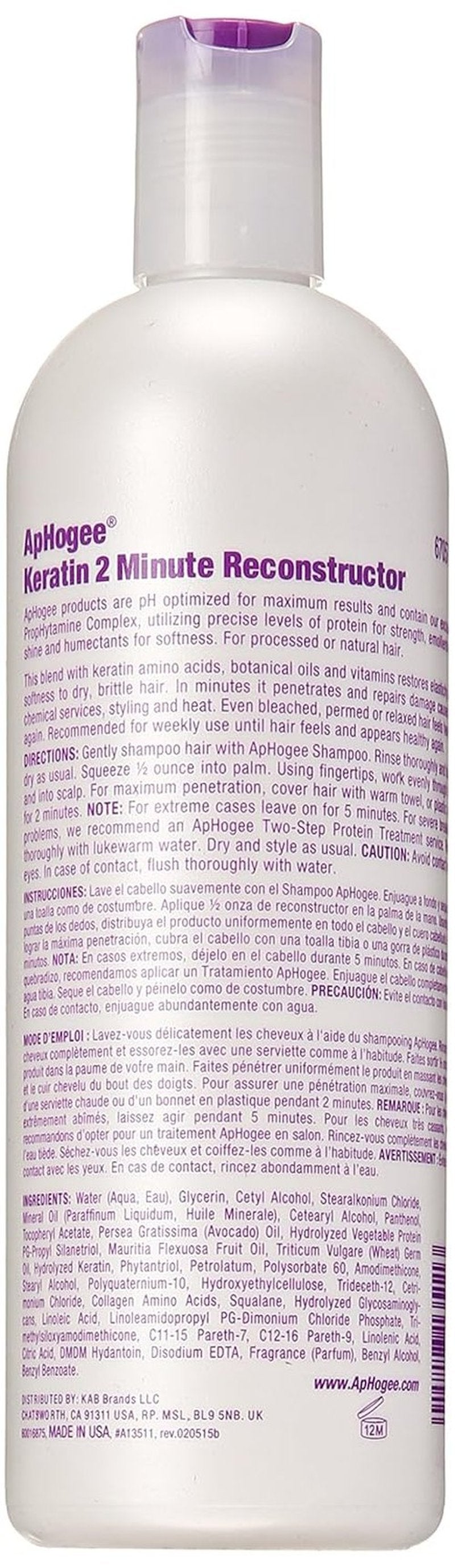 ApHogee Intensive Keratin Reconstructor - Strengthens & Restores Hair | 16 Oz