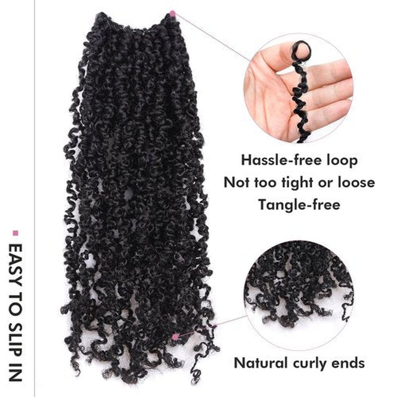 Toyotress Yanky Twist Crochet Hair - 12 Inch 2 Packs (30 Strands/Pcs) Fluffy Spring Mini Twist Short Bob Passion Twist, Natural Black Pre-Looped Crochet Braids Braiding Hair (12 Inch, 1B-2P)