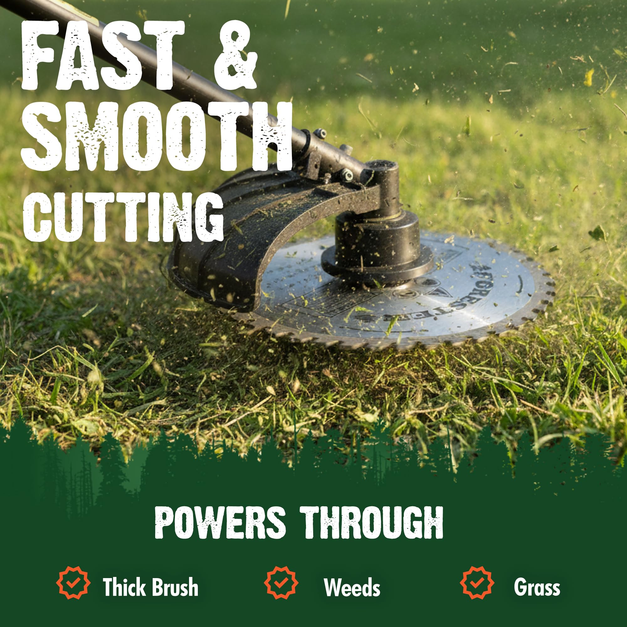 FORESTER Carbide Tip Brush Cutter Blade - 8in x 40 Teeth | Fits Most Straight Shaft Trimmers | Conversion Kit Sold Separately