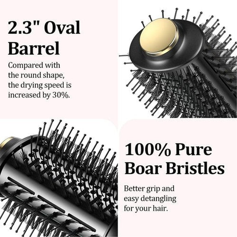 ANGILALA Dual Voltage(100~250V) Mini Hair Dryer Brush with European Plug Adapter for International Travel, Europe Travel Essentials for Women
