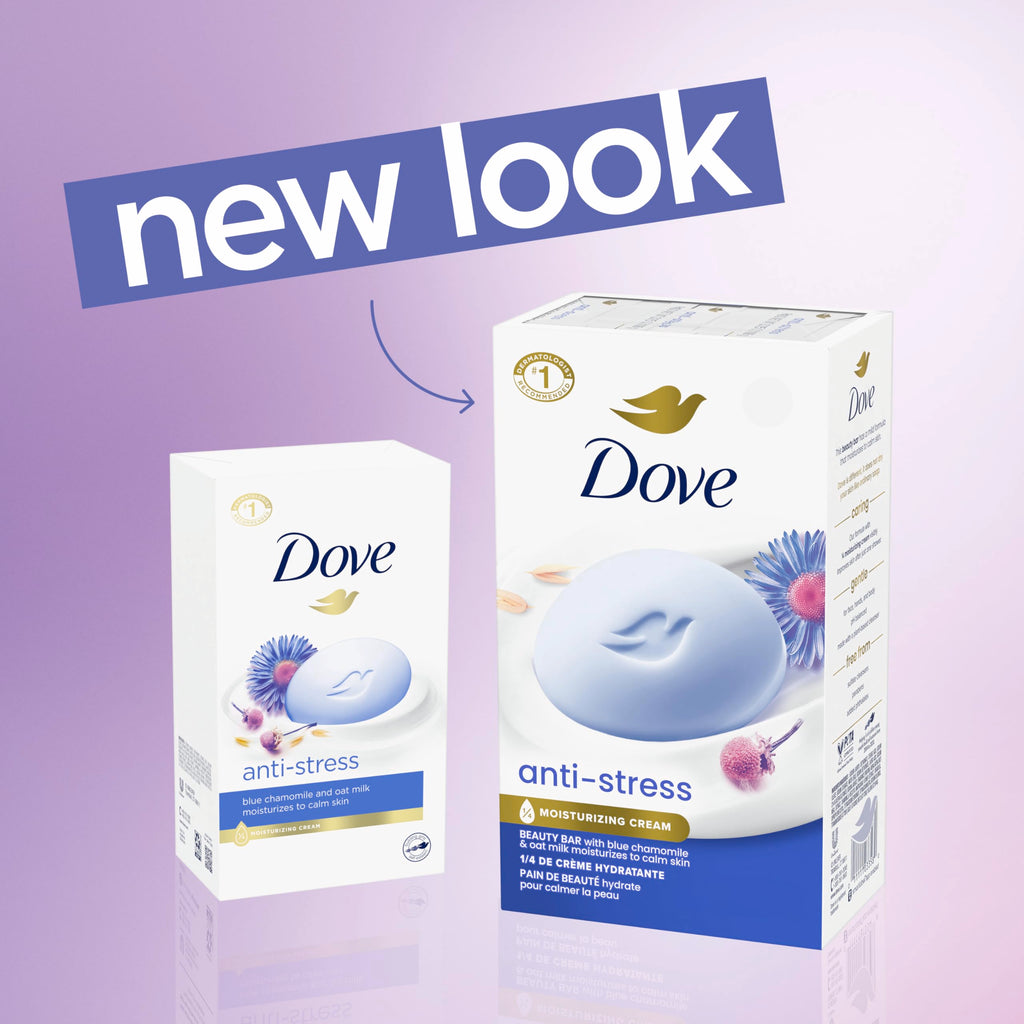 Dove Beauty Bar Gentle Cleanser Anti-Stress Cream Bar Moisturizes To Calm Skin Gentle Bar Soap Cleanser Made With 1/4 Moisturizing Cream 6 pack
