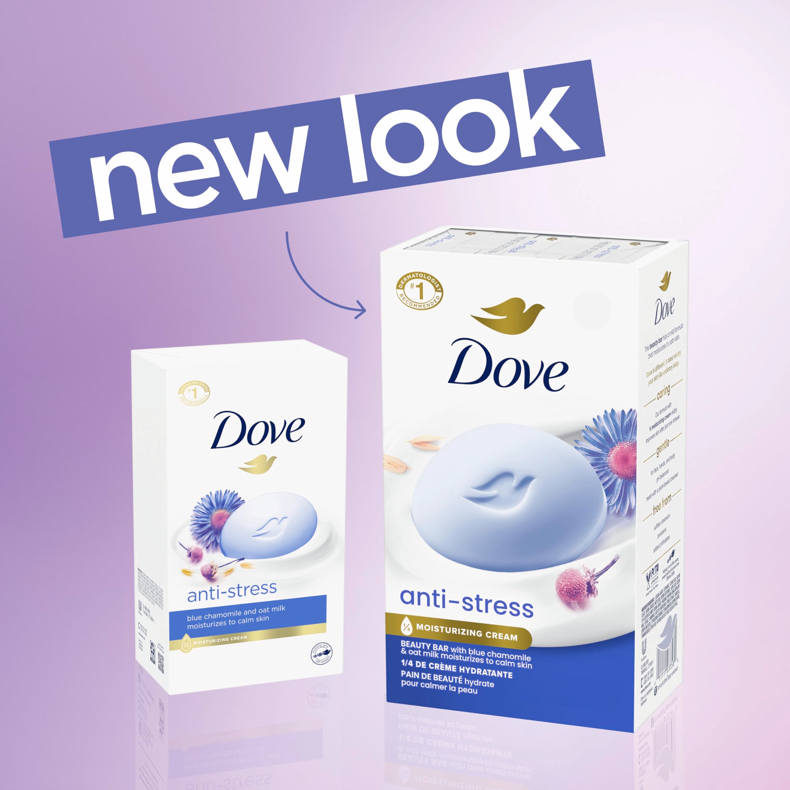 Dove Beauty Bar Gentle Cleanser Anti-Stress Cream Bar Moisturizes To Calm Skin Gentle Bar Soap Cleanser Made With 1/4 Moisturizing Cream 6 pack