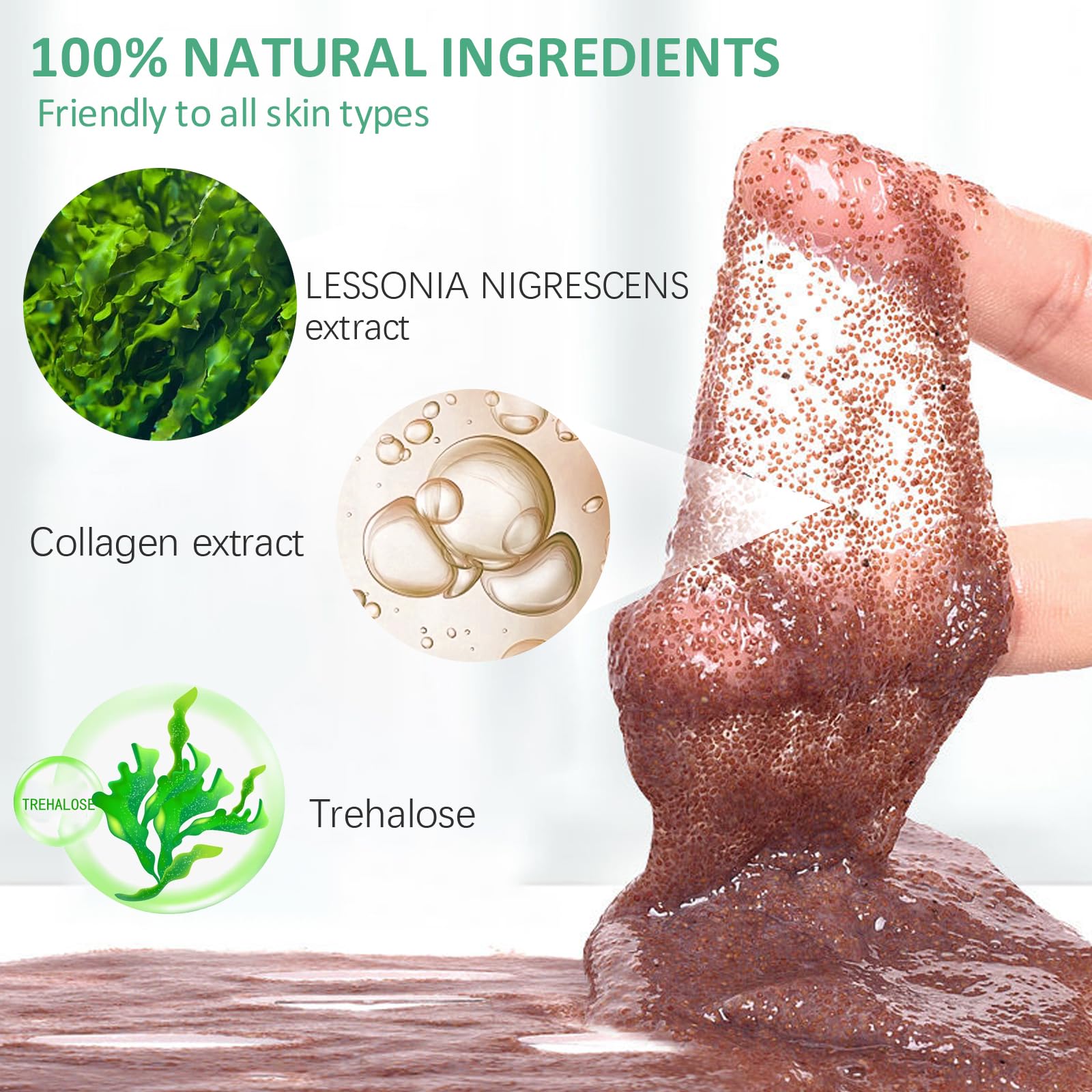 Pure Natural Seaweed Collagen Face Mask Powder, Fragrance-Free, Paraben-Free, Vegan Face Mask Skincare, Algae Seed Mask for Deep Hydrating Purify, Beauty Salon Spa Use for Jelly Mask (500G/17.6oz)