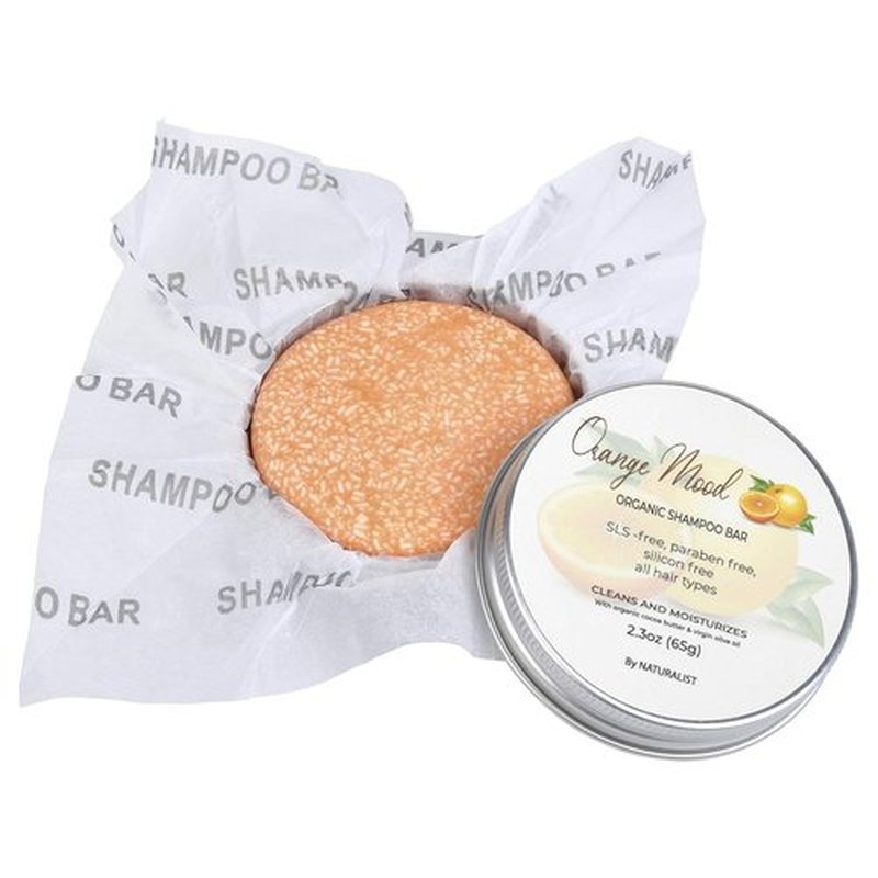 Naturalist Solid Shampoo Bar - 100% Organic & Vegan | pH Balanced, SLS Free | Eco-Friendly Travel Size (Orange Mood)