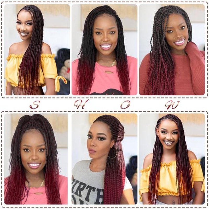 Red Crochet Hair For Black Women 18 Inch Long Senegalese Twist Crochet Hair 9 Packs Crochet Braids Prelooped Crochet Twist Hair Crochet Braids For Black Women 20 Strands Crochet Twist Hair (TBUG)