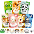 KONEUK 7 Pack Animal Hydrating Face Mask for Kids, Bulk Face Masks Skincare for Girls Teens, Kids Skin Care Set and Spa Day Kit, Spa Party Supplies for Girls