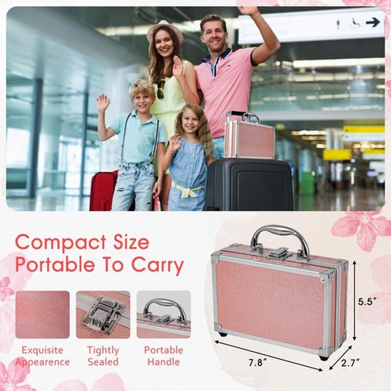 AOLIKOKO Makeup Kit for Teenager & Women Full Kit, All in One Makeup Set With The Small Cosmetic Train Case, Professional Makeup Kit, Makeup Gift Set for Women Girls (pink)