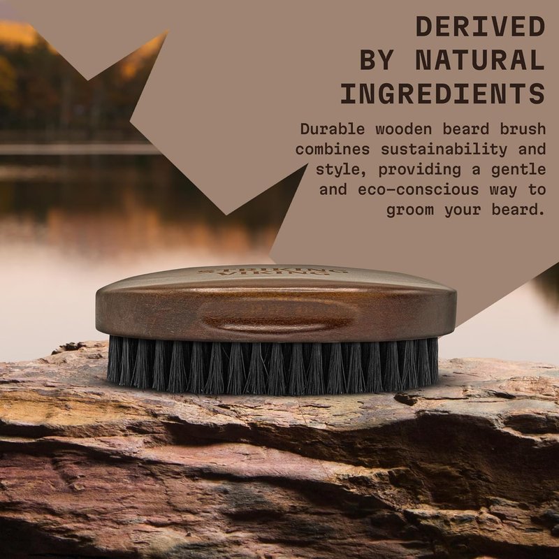 Viking Beard Brush for Men - 4.3 in Beech Wood Handle with Boar Bristle - Travel Size Grooming Tool