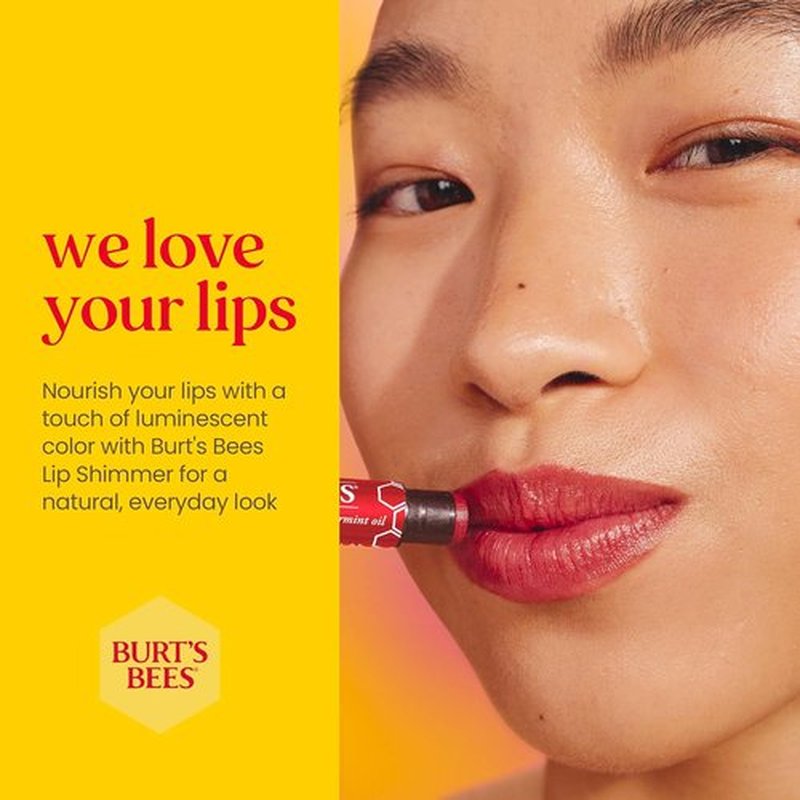 Burt's Bees Lip Shimmer - 100% Natural Moisturizing Cherry Tint | 1 Tube