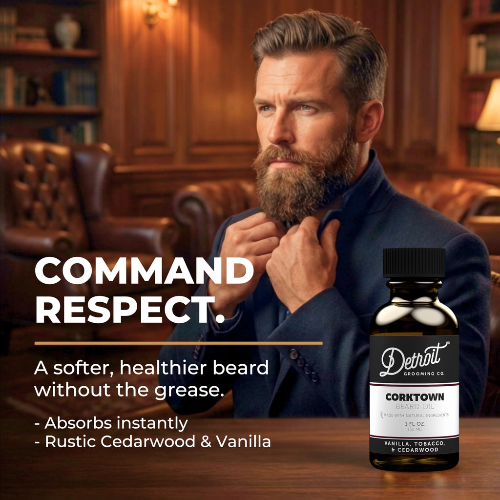 Detroit Grooming Co. Beard Oil | Corktown | Natural Formula, 1 oz