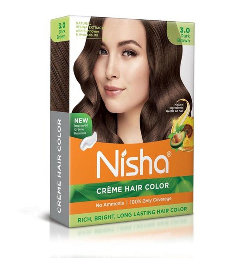 Nisha Creme Hair Color - Dark Brown Permanent Dye | Long-Lasting, Ammonia-Free, Vegan & Cruelty-Free