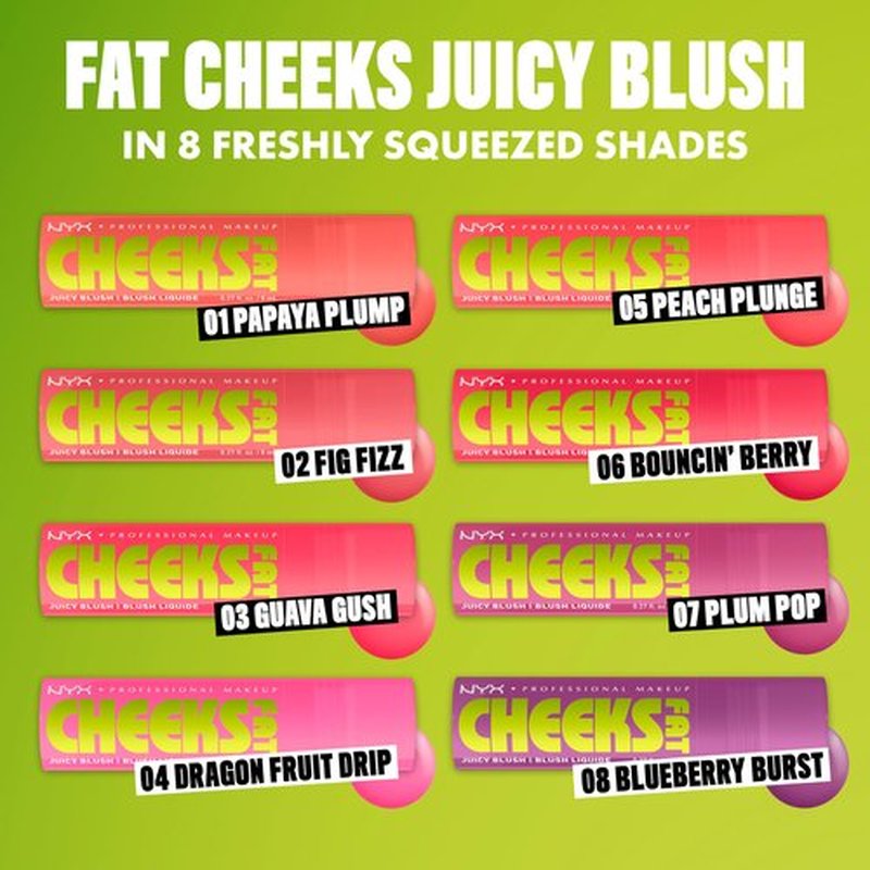 NYX PROFESSIONAL MAKEUP Fat Cheeks Liquid Blush, Buildable, Dewy Blush with Long-Lasting 12HR Wear - Blueberry Burst (Cool Purple)