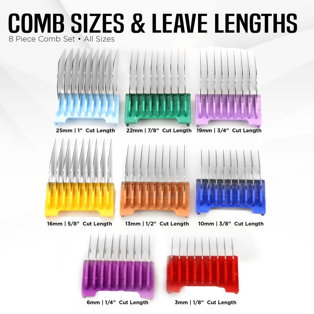JOYZZE Pet Clipper Comb Set – Stainless Steel Attachments for 5-in-1 Detachable Blades – Guide Combs for Dog & Cat Grooming – Not for A5 Style Clippers