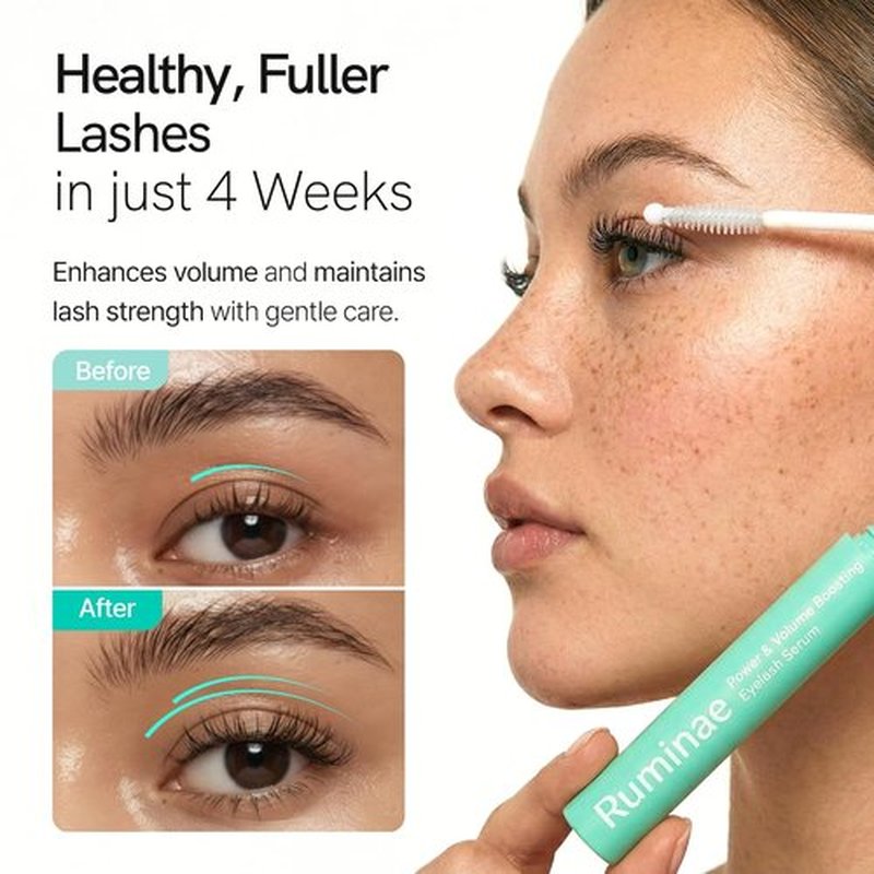 Korean Eyelash Growth Serum - Eyebrow Enhancer for Thicker, Longer Lashes | Biotin & Peptides | 0.3 fl oz