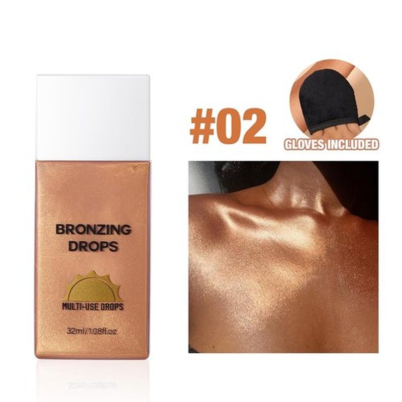MAEPEOR Bronzing Drops - Sunny Glow Liquid Bronzer for Face & Cheeks | No Transfer Formula (Color 02)