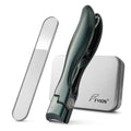 FVION Nail Clipper for Thick Fingernail and Toenail, Wide Jaw Nail Clippers with Crystal File, Large Toe Nail Clipper with Catcher for Men and Women, Nail Cutter Set - Green