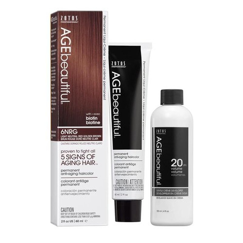 AGE Beautiful Permanent Hair Color Dye - 100% Gray Coverage & Anti-Aging Formula | Biotin Infused for Thicker, Fuller Hair