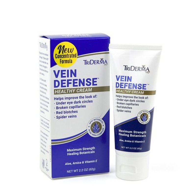 TriDerma Vein Defense Cream - 2.2 Ounces for Spider Veins & Under Eye Dark Circles Relief