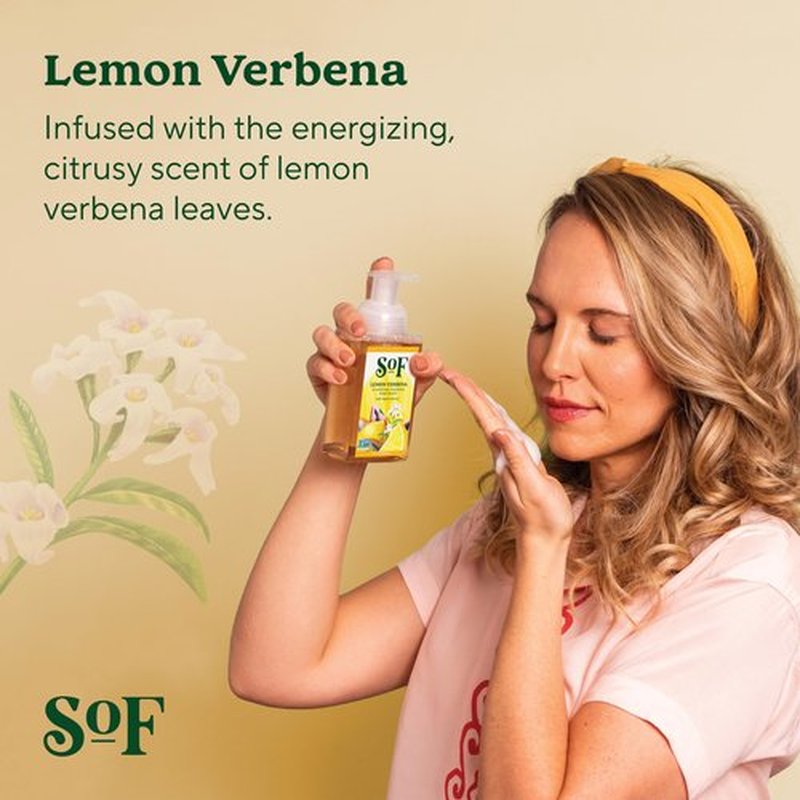 SoF Hydrating Foaming Hand Wash - With Organic Agave Nectar & Coconut Oil- Vegan & Non GMO- Free From Phthalates, Sulfates & Parabens- Lemon Verbena - 8 oz Bottle 3 Pack