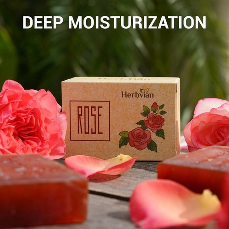 Skiennix Rose Herbal Soap Bars - Moisturizing Bath & Face Cleanser | 2 Pcs with Cymbopogon & Lonicera Scent