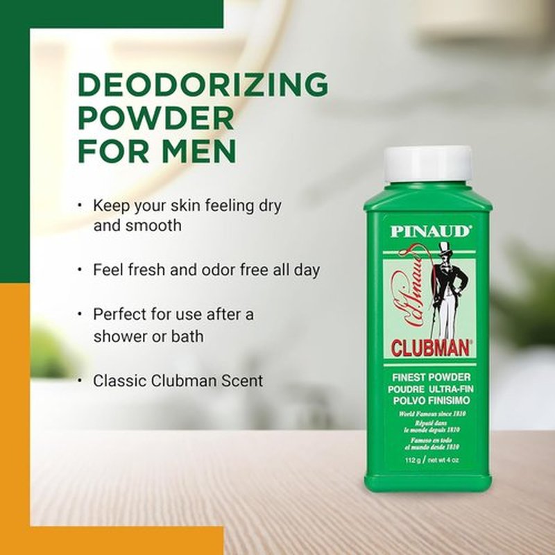 Clubman Pinaud Finest Powder - Skin Soothing Formula | White, 4 oz for All-Day Freshness