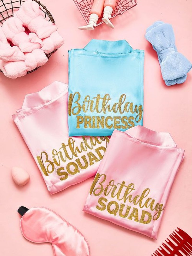 Sintuff 24 Pcs Girls Spa Birthday Party Supplies for 6-12 Years Girls Robes Sleepover Party Supplies Kids Robes Slumber Bulk(Size 10,Sky Blue Birthday)