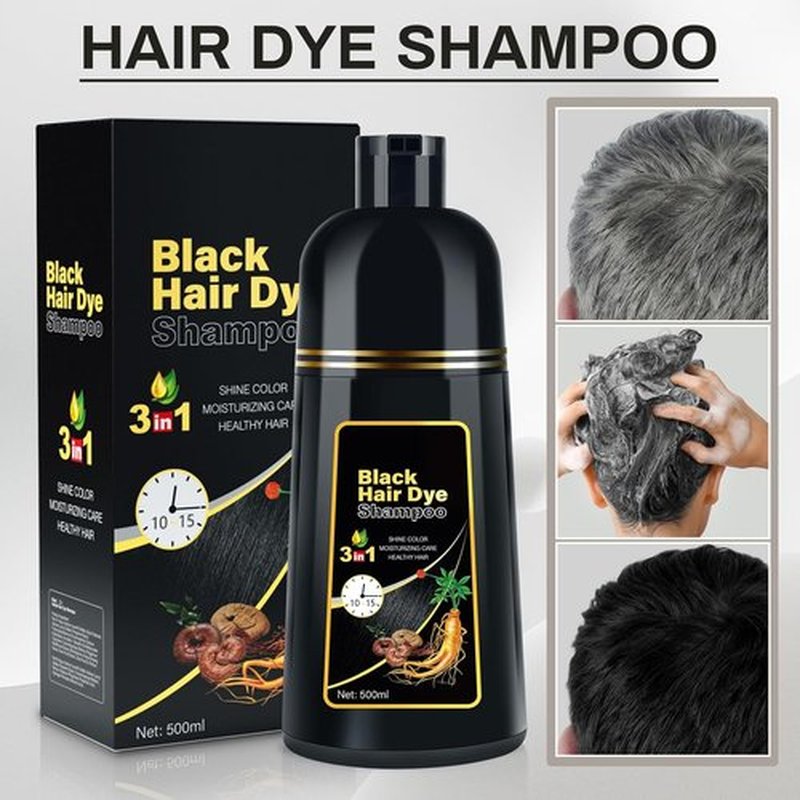 Cosmpro Black Hair Dye Shampoo - 3 in 1 Herbal Formula for Gray Hair Coverage | Natural Black Color