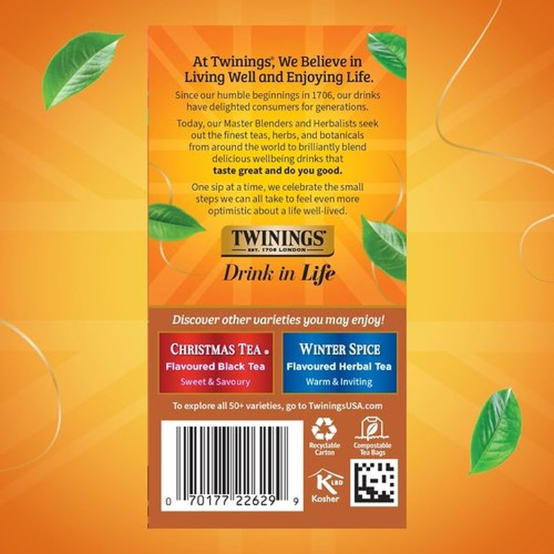 Twinings Gingerbread Joy Black Tea - Caffeinated Ginger & Cinnamon Flavor, 20 Individually Wrapped Teabags