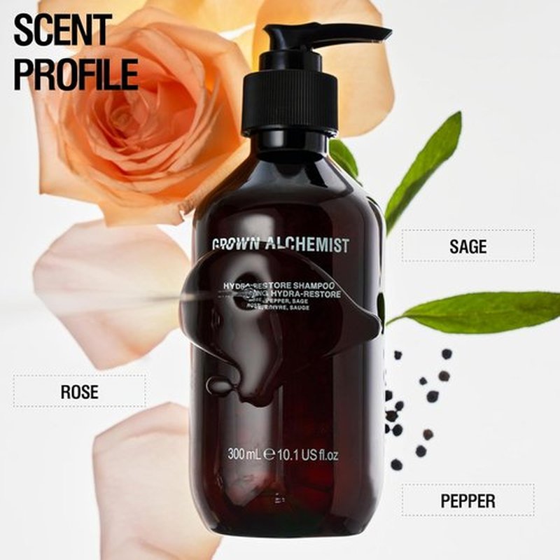 Grown Alchemist Hydra-Restore Shampoo - Gentle Moisturizing with Rose, Black Pepper & Sage | 300mL