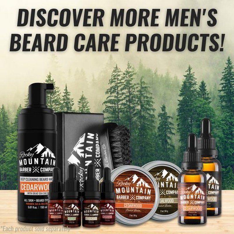 Rocky Mountain Barber Beard Balm - 100% Natural Premium Wax Blend with Cedarwood Scent | Nourishing Beeswax & Oils