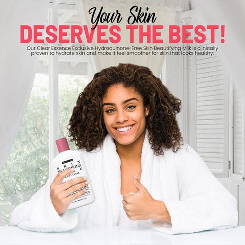 Clear Essence Exclusive Skin Beautifying Milk Hydroquinone-Free Maxi-tone Lotion - Skin Lotion for Hydrating Dry Skin - Hydrating Lotion to Hydrate Skin with Shine - (10.0 Oz.)