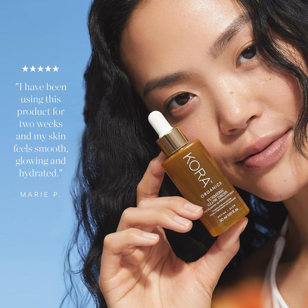 KORA Organics Turmeric Glow Drops Niacinamide Alternative Serum for Face, Gentle Hydrating Face Serum with Hyaluronic Acid, Helps Improve Texture, Pores & Dark Spot, Cruelty Free Skin Care, 0.34 fl oz