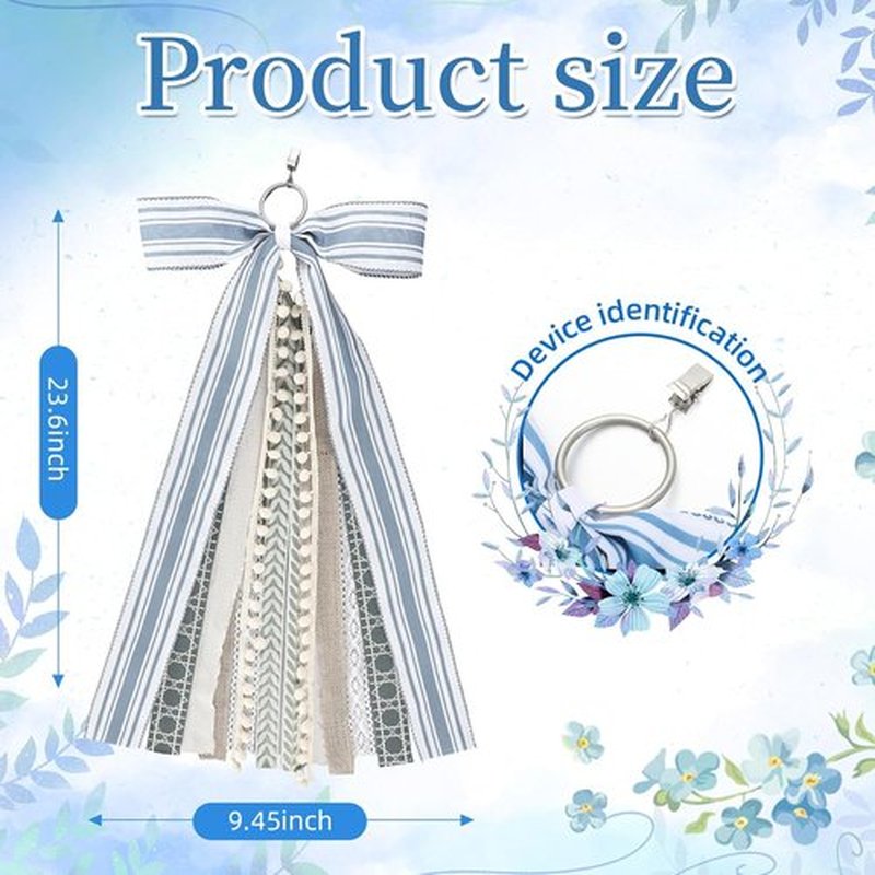 Suncalla Ribbon Bow Bundle - 2 Pcs Grayish Blue & Ivory for Large Wreaths | Indoor/Outdoor Decor