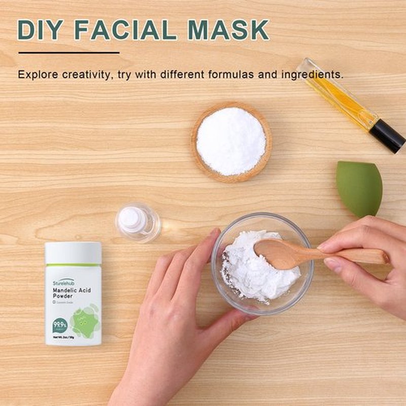 Sturelehub Mandelic Acid Powder, 2OZ / 58g 99.9% Purity, Natural, Cosmetic Grade, DIY Mandelic Acid Serum, Mandelic Acid Peel/Mask, Make Your Own Mandelic Acid Cream, Moisturizer