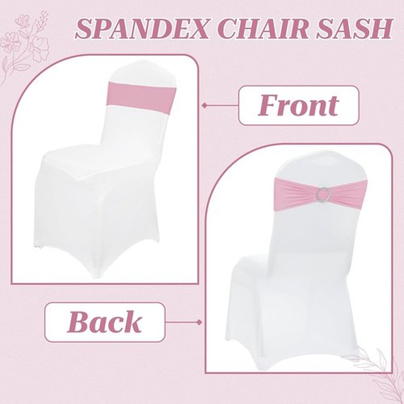 MDS Premium Stretch Spandex Chair Sashes - Pack of 75, Universal Fit for Weddings & Events | Pink