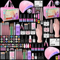 Nail Kit for Beginners with Everything: Practice Hand Acrylic Nail Kits Professional U/V Lamp Powder Drill Liquid Starter Set with Gel Polish in Cosmetic Gift Bag for Women Salon Home(Holo Pink)