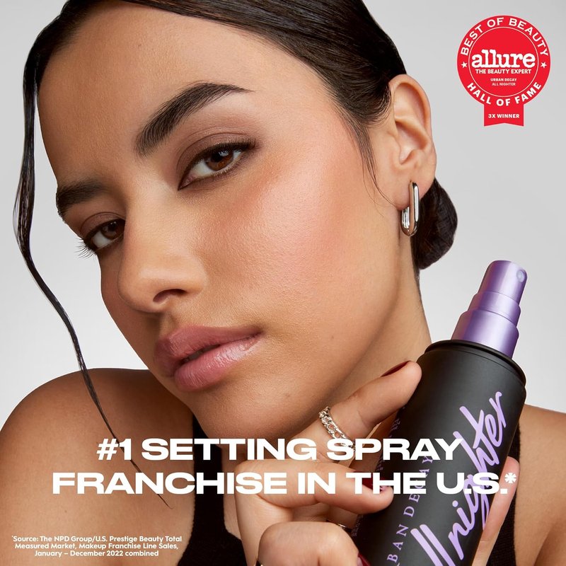 Urban Decay All Nighter Makeup Setting Spray - Waterproof, Natural Finish, 16HR Wear, Fine Mist, All Skin Types