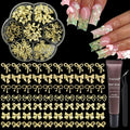 YAEISM Bow Nail Charms Gold 3D Bowknot Nail Bow Charms 70PCS Bow Nail Art Charms Kits with Glue Gel,Tweezer for Nail Art and DIY Crafts Decoration