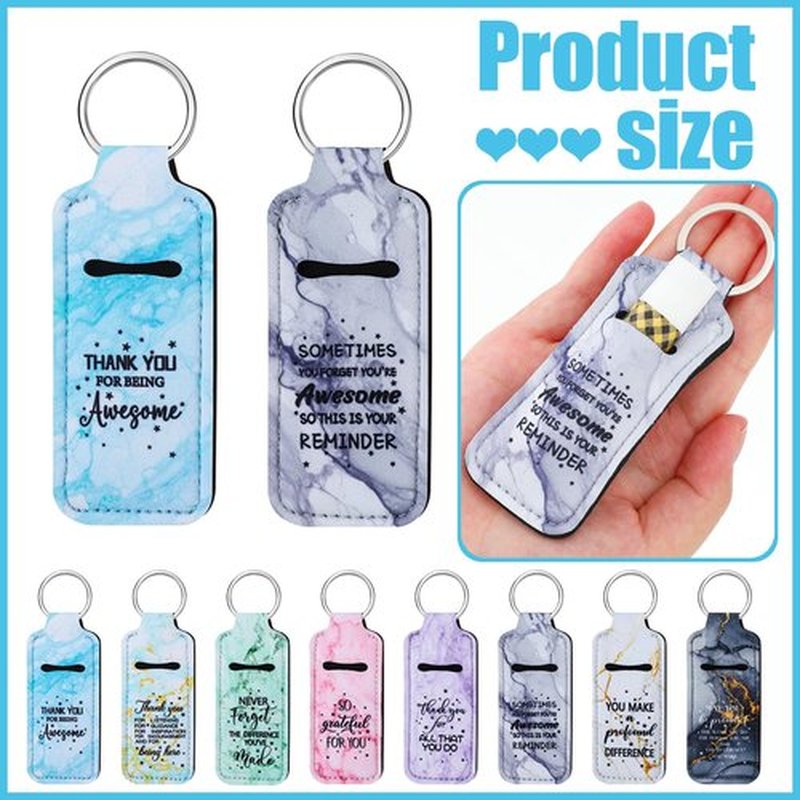 Ecation 72 Pcs Lipstick Holder Bulk Lipstick Holder Keychain Thank You Inspirational Lip Gloss Pouch Portable(Marble Colors)