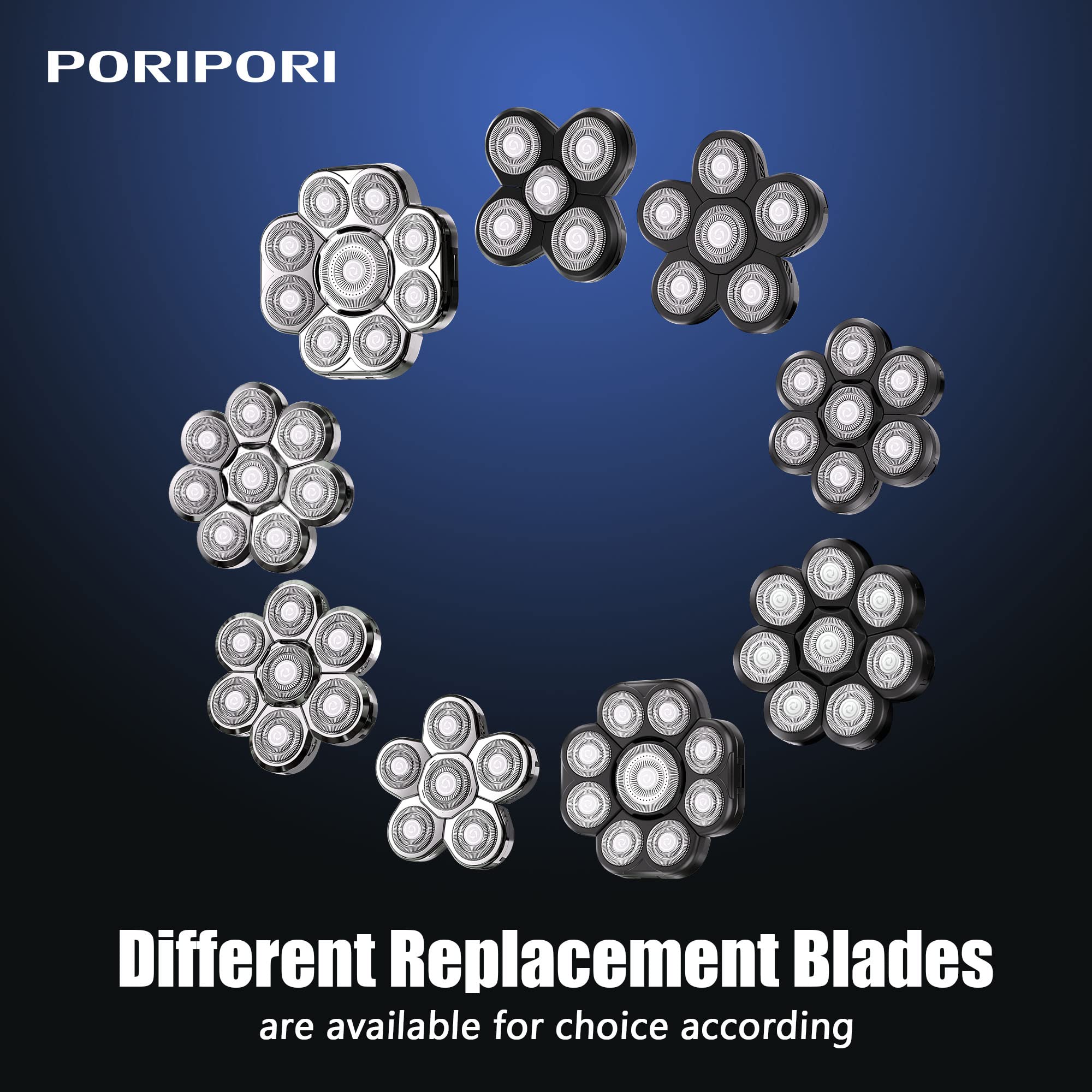 Universal Replacement Heads for Blade,Replacement Blades Compatible with Most Major Head Shaver Brands, Easy-to-Install Electric Razor Shaver Heads for Bald Men. (7 Black)