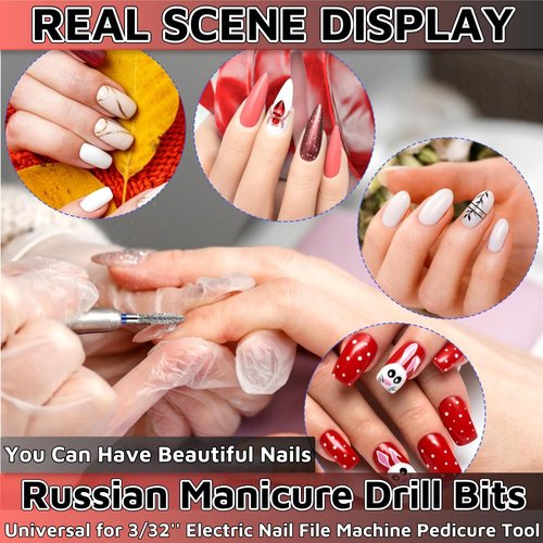 Russian Manicure Drill Bits 30PCS，Electric Nail Drill Bits Nail Drill Bit Set，Cuticle Bit for Nail Drill，Cuticle Drill Bits for Nails Universal for 3/32'' Electric Nail File Machine Pedicure Tool