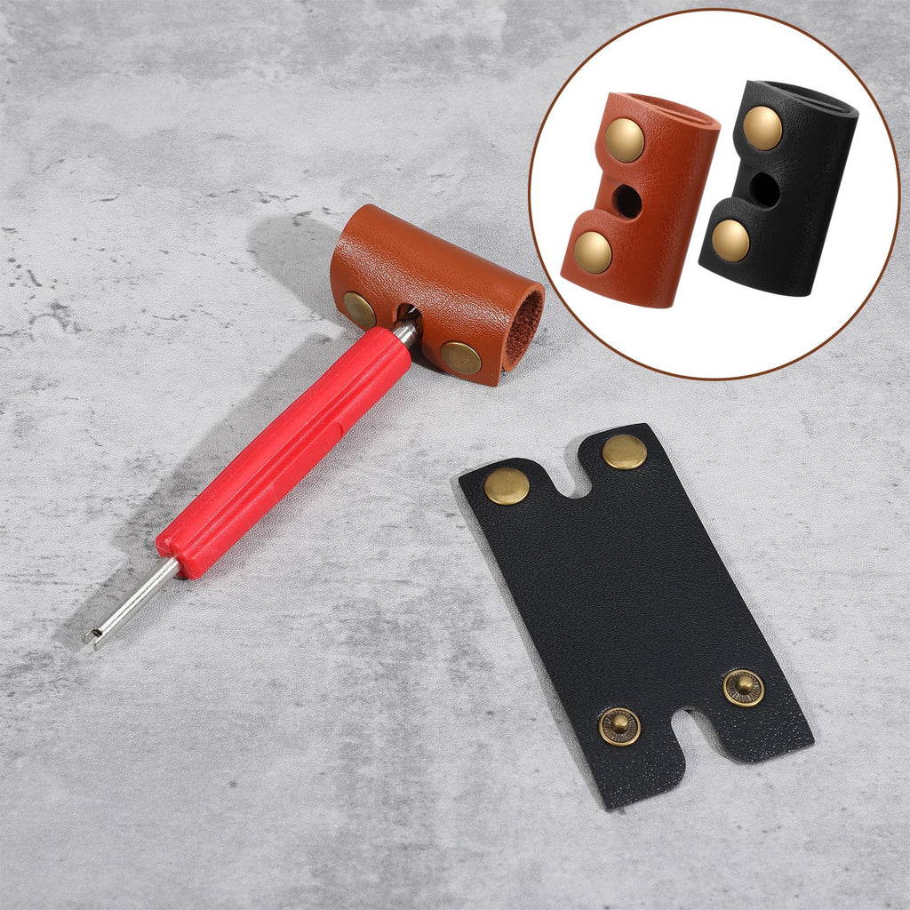 Classicseali 2PCS Safety Razor Cover,Leather Safety Razor Case, Double Travel Razors Cases with Snap Closure, for Men Travels Butterfly Shaver, Black, Brown