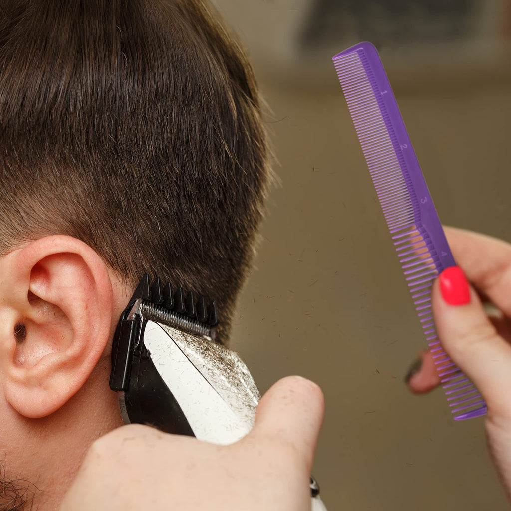 Styling Gear #150 Comb Set Of 3 Barber Cutting, Men's And Women's Pocket Combs For Hairstyling, Beard, And Mustache Grooming. Made In The USA. (Purple)