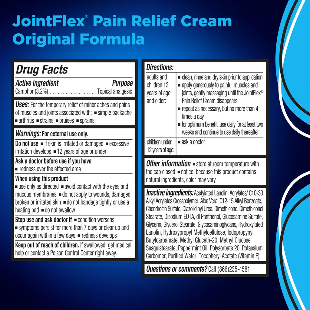 JointFlex Pain Relief Cream, Arthritis Pain Relief, Joint Pain Relief, 4 Ounce Tube