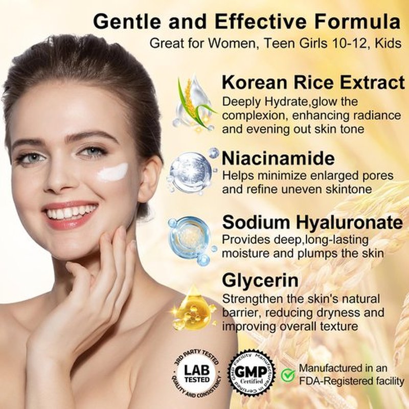 Skin Care Set,6Pcs Women Teen Glass Skincare w/Korean Rice Extract,Hydrate Glow Repair Anti-Aging Facial Routine Kit Self Care Gifts for Women Mom Wife Teenage Girl Her Valentines Day Christmas Gifts
