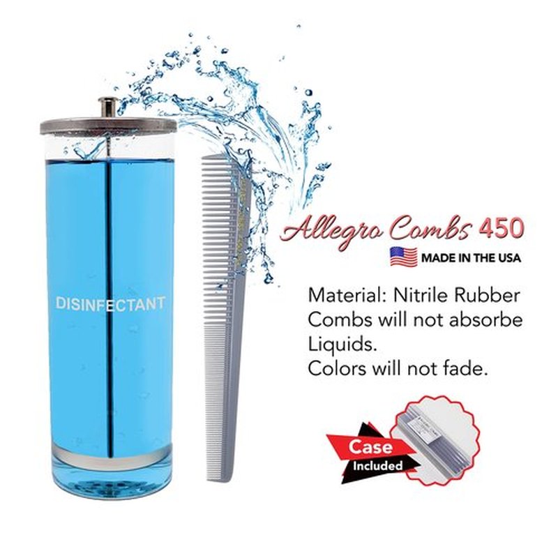 Allegro Combs #450 Tapered Barber Hair Cutting Comb – Professional Stylist Comb for Men & Women 12-Pack (GREY)